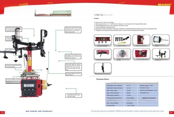 CE Approved 1.1W Semi-Automatic Swing Arm Tyre Changer for Max. Wheel Diameter 1000mm