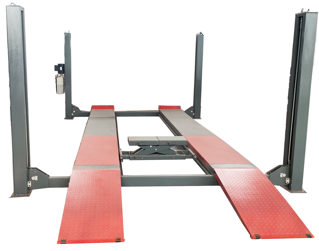 6000kg Garage Lift With Four Post And Double Cylinder Hydraulic Lift For Wheel Alignment